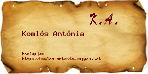 Komlós Antónia névjegykártya